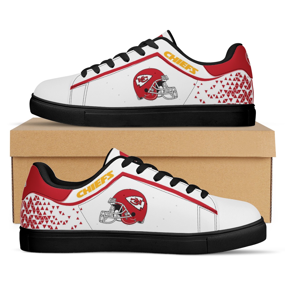 Women's Kansas City Chiefs Low Top Leather Sneakers 001